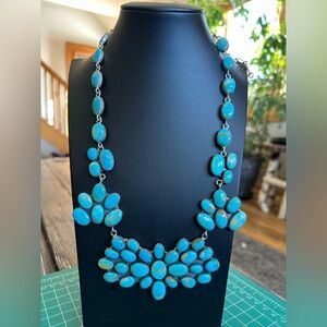 Kingman Turquoise Sterling Silver Statement Necklace Southwest